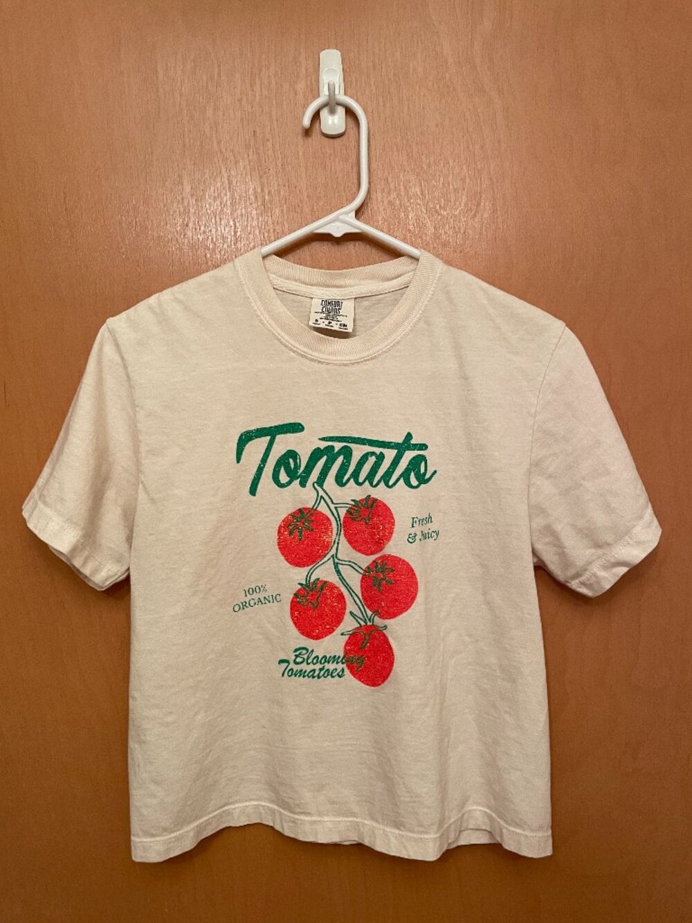 Tomato Graphic T-Shirt 100% Cotton Comfort Colors Women's Boxy Tee Ivory Small